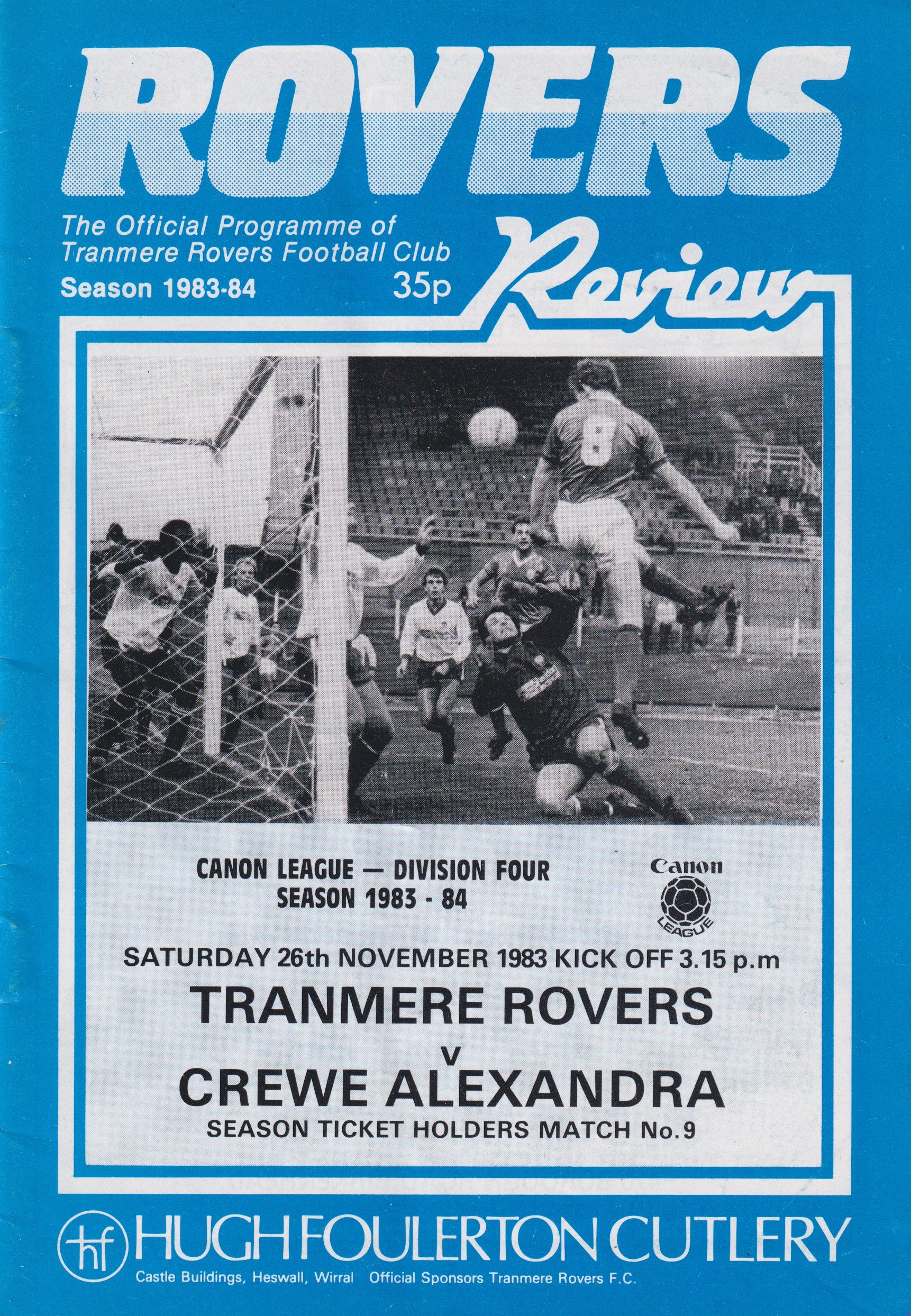 Tranmere Rovers v Crewe Alexandra match programme